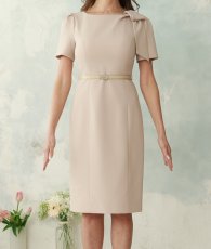 画像10: [ XS-Lサイズ / 2カラー][ERUKEI]半袖・シンプル・ベルト・タイト・ミディアムドレス・ワンピース[山崎みどり着用][送料無料]myju (10)