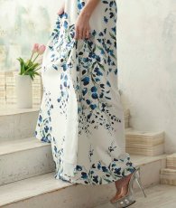 画像12: [ XS-Lサイズ / 1カラー][ERUKEI]ホワイト×ブルー・ベルト・プリント・ノースリーブ・Aライン・ロングドレス・ワンピース[山崎みどり着用][送料無料] mywh (12)