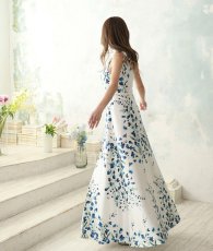 画像3: [ XS-Lサイズ / 1カラー][ERUKEI]ホワイト×ブルー・ベルト・プリント・ノースリーブ・Aライン・ロングドレス・ワンピース[山崎みどり着用][送料無料] mywh (3)