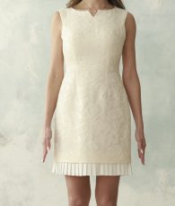 画像12: [ XS-Lサイズ / 1カラー][ERUKEI]サテンジャガード・フロッキープリント・Vネック・ノースリーブ・裾プリーツ・Aライン・ミニドレス・ワンピース[送料無料][山崎みどり着用] myiv (12)