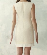 画像14: [ XS-Lサイズ / 1カラー][ERUKEI]サテンジャガード・フロッキープリント・Vネック・ノースリーブ・裾プリーツ・Aライン・ミニドレス・ワンピース[送料無料][山崎みどり着用] myiv (14)