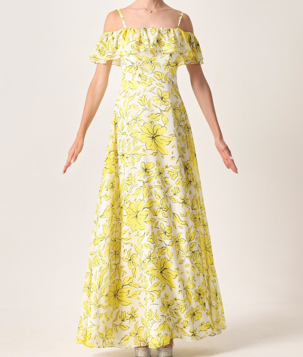 画像7: [ERUKEI]シフォン・キャミソール・オフショルダー・花柄・プリント・ロングドレス・ワンピース[山崎みどり着用]《送料＆代引き手数料無料》 myyl (7)