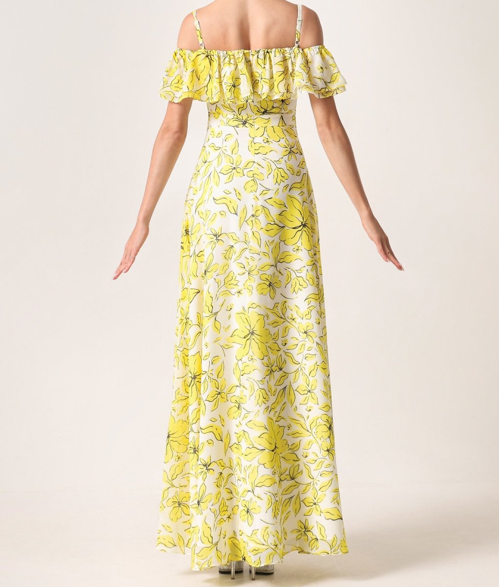 画像9: [ERUKEI]シフォン・キャミソール・オフショルダー・花柄・プリント・ロングドレス・ワンピース[山崎みどり着用]《送料＆代引き手数料無料》 myyl (9)