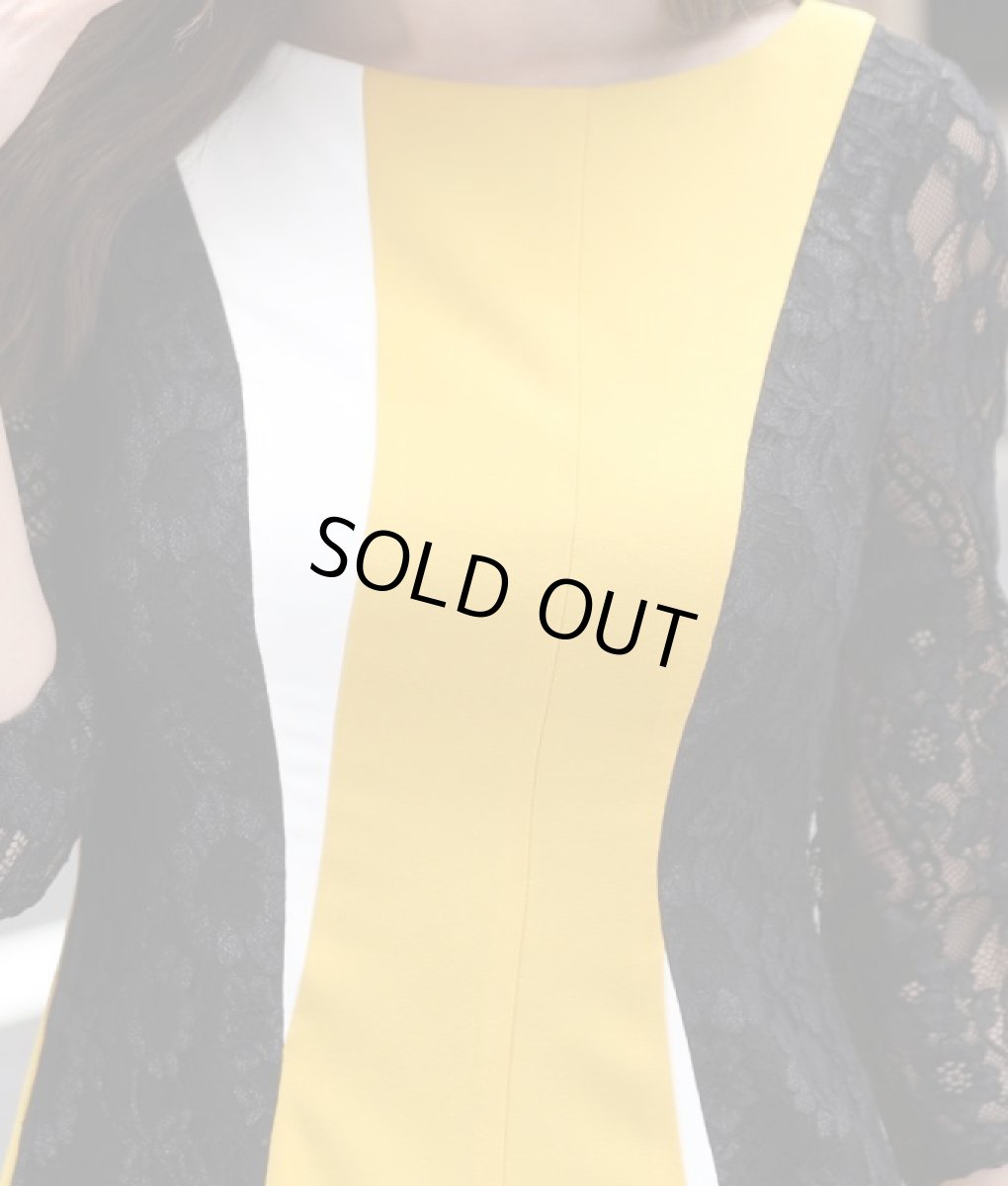 画像9: [ERUKEI]トリコロール・ブラックレース・アシメントリー・七分袖・ミディアムドレス・ワンピース[山崎みどり着用][送料無料] my (9)