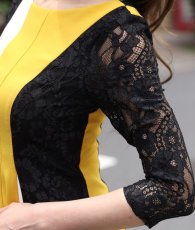 画像10: [ERUKEI]トリコロール・ブラックレース・アシメントリー・七分袖・ミディアムドレス・ワンピース[山崎みどり着用][送料無料] my (10)