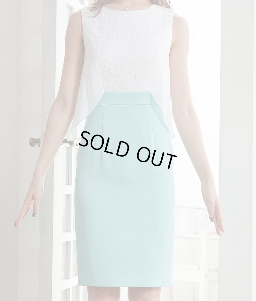 画像6: [SALE品のため返品不可＆再入荷なしの現品限り][ERUKEI]ホワイトレース×ミント・シフォンポイント・タイト・ノースリーブ・ ミニ・ワンピース・ドレス[MIRIN着用][送料無料] (6)