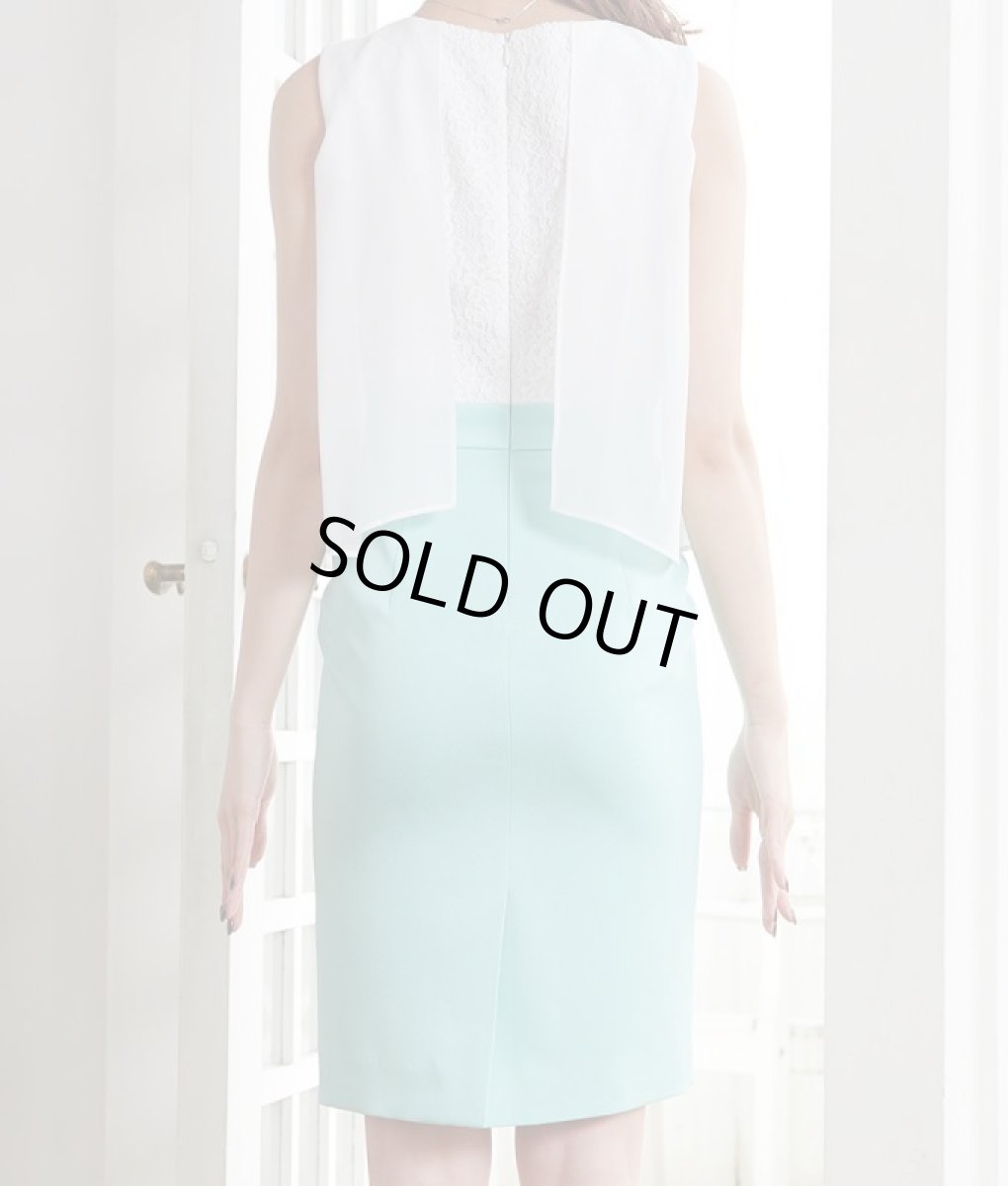 画像8: [SALE品のため返品不可＆再入荷なしの現品限り][ERUKEI]ホワイトレース×ミント・シフォンポイント・タイト・ノースリーブ・ ミニ・ワンピース・ドレス[MIRIN着用][送料無料] (8)