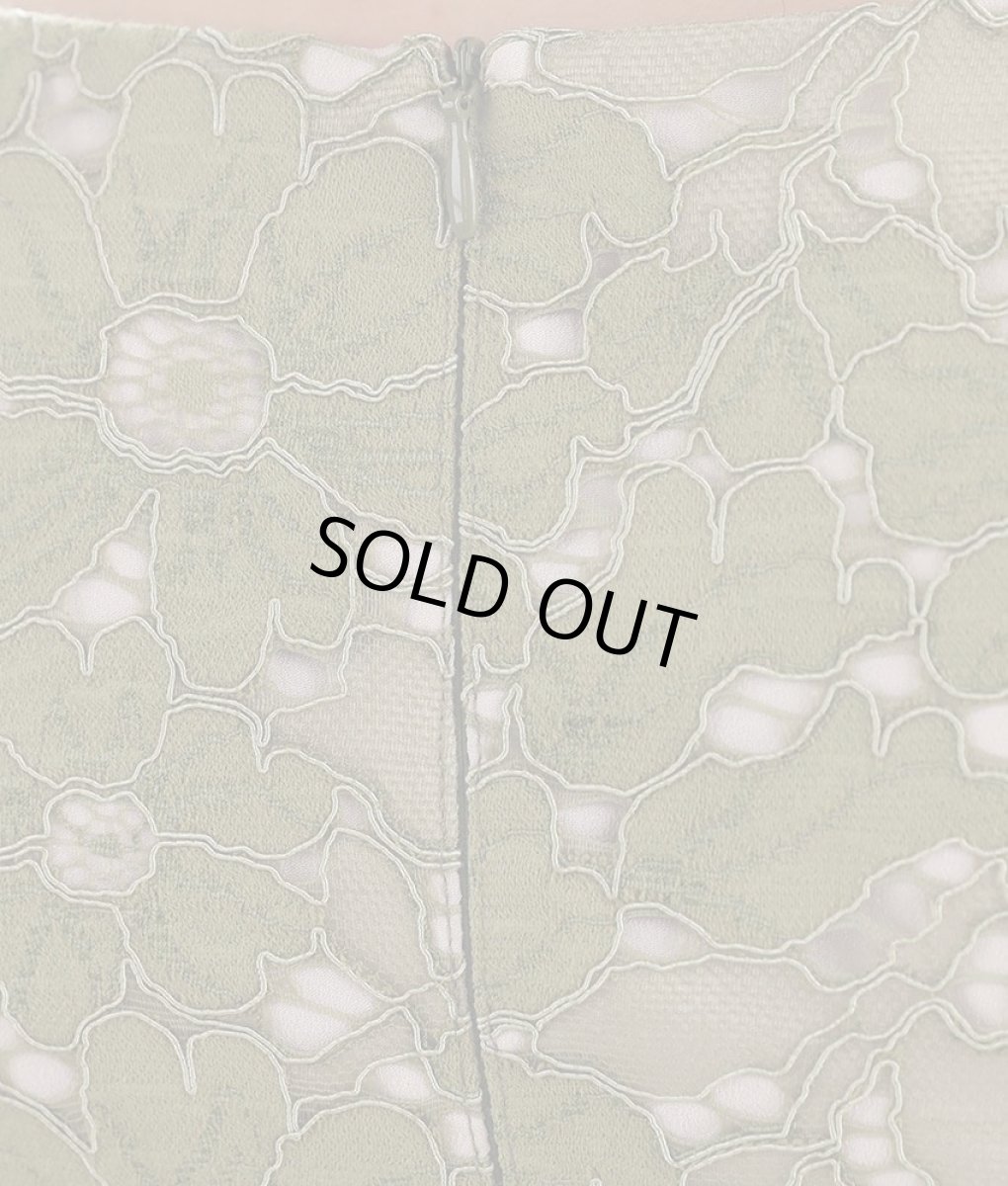 画像11: [ERUKEI]グラスグリーン・総レース・アシンメトリー・長袖・マーメイドライン・ミディアムドレス・ワンピース[山崎みどり着用][送料無料] (11)