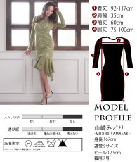 画像5: [ERUKEI]グラスグリーン・総レース・アシンメトリー・長袖・マーメイドライン・ミディアムドレス・ワンピース[山崎みどり着用][送料無料] (5)