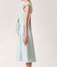 画像12: [ERUKEI GINZA COUTURE]ドット・水玉金ボタン・ノースリーブ・Aライン・ミディアムドレス・ワンピース[山崎みどり着用][送料無料]mygr (12)