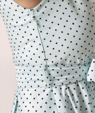 画像15: [ERUKEI GINZA COUTURE]ドット・水玉金ボタン・ノースリーブ・Aライン・ミディアムドレス・ワンピース[山崎みどり着用][送料無料]mygr (15)