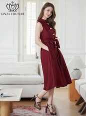 画像7: [ERUKEI GINZA COUTURE]ドット・水玉金ボタン・ノースリーブ・Aライン・ミディアムドレス・ワンピース[山崎みどり着用][送料無料]mygr (7)