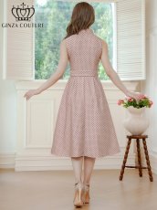 画像8: [ERUKEI GINZA COUTURE]ドット・水玉金ボタン・ノースリーブ・Aライン・ミディアムドレス・ワンピース[山崎みどり着用][送料無料]mygr (8)