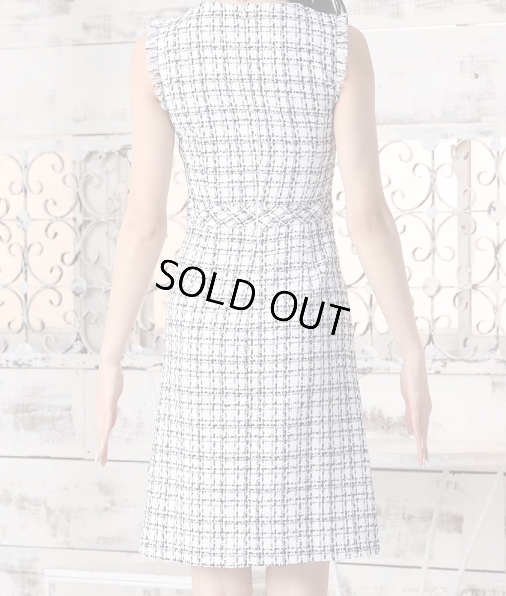 画像11: [ERUKEI]ツイード・フリンジ・切り替えライン・ノースリーブ・Aライン・ミニドレス・ワンピース[渚・MIRIN・山崎みどり着用][送料無料]mynv (11)