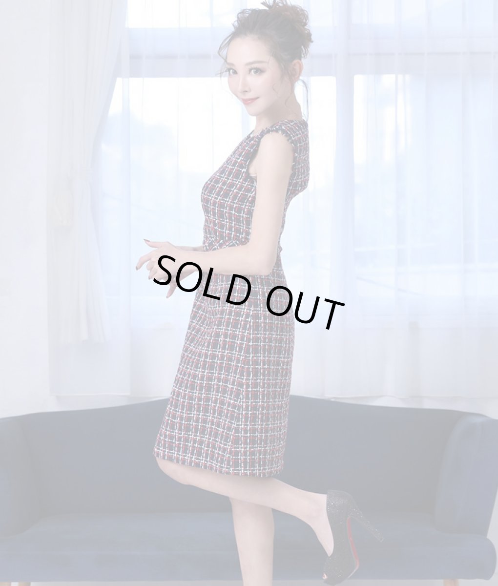 画像3: [ERUKEI]ツイード・フリンジ・切り替えライン・ノースリーブ・Aライン・ミニドレス・ワンピース[渚・MIRIN・山崎みどり着用][送料無料]mynv (3)