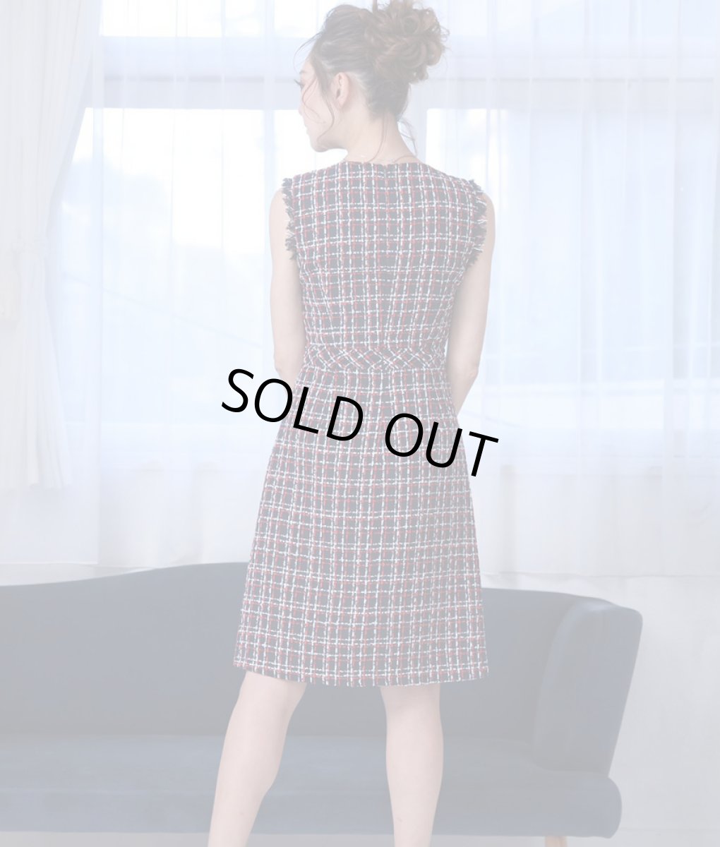 画像5: [ERUKEI]ツイード・フリンジ・切り替えライン・ノースリーブ・Aライン・ミニドレス・ワンピース[渚・MIRIN・山崎みどり着用][送料無料]mynv (5)