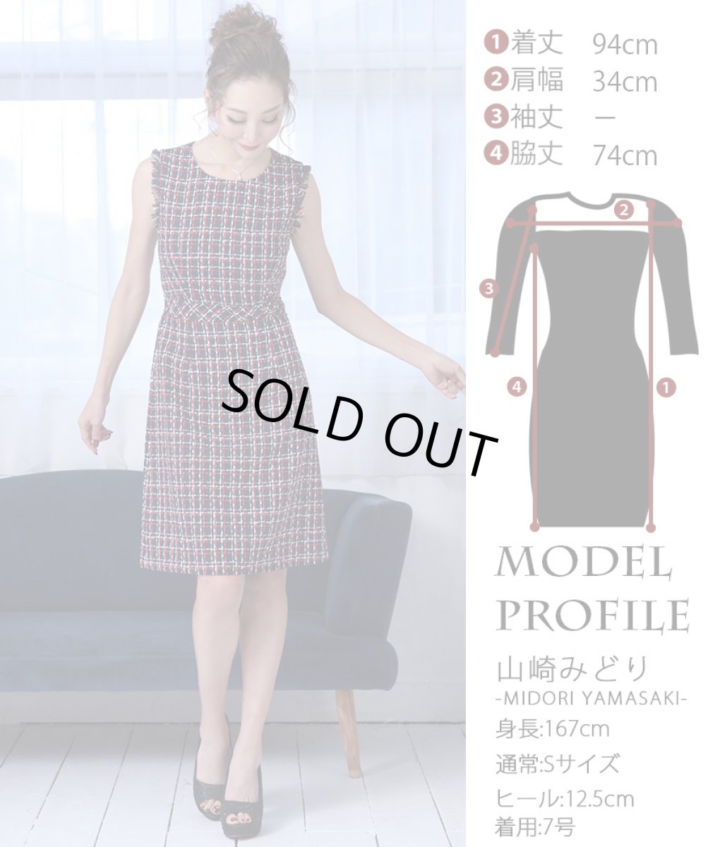 画像8: [ERUKEI]ツイード・フリンジ・切り替えライン・ノースリーブ・Aライン・ミニドレス・ワンピース[渚・MIRIN・山崎みどり着用][送料無料]mynv (8)