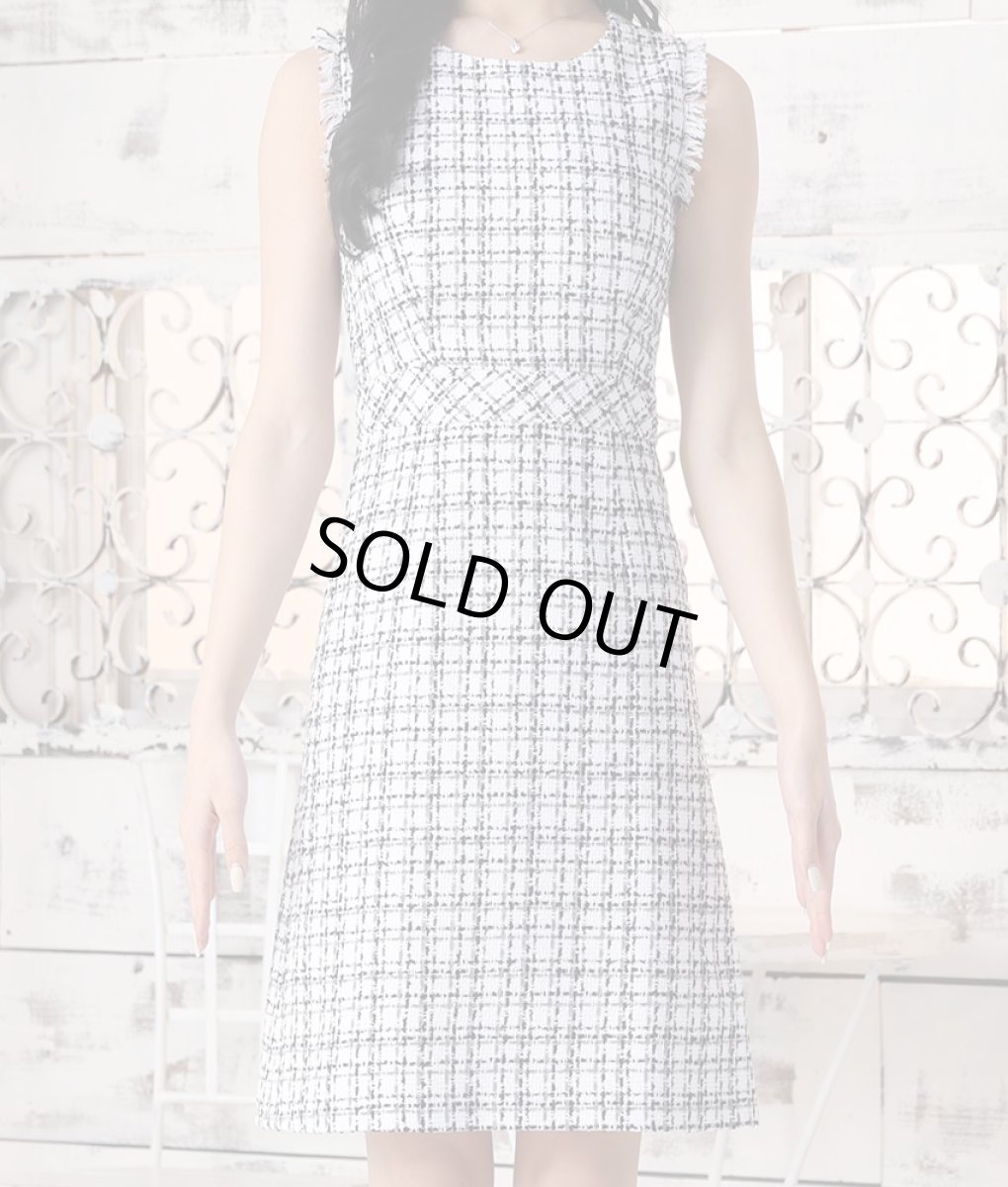 画像9: [ERUKEI]ツイード・フリンジ・切り替えライン・ノースリーブ・Aライン・ミニドレス・ワンピース[渚・MIRIN・山崎みどり着用][送料無料]mynv (9)