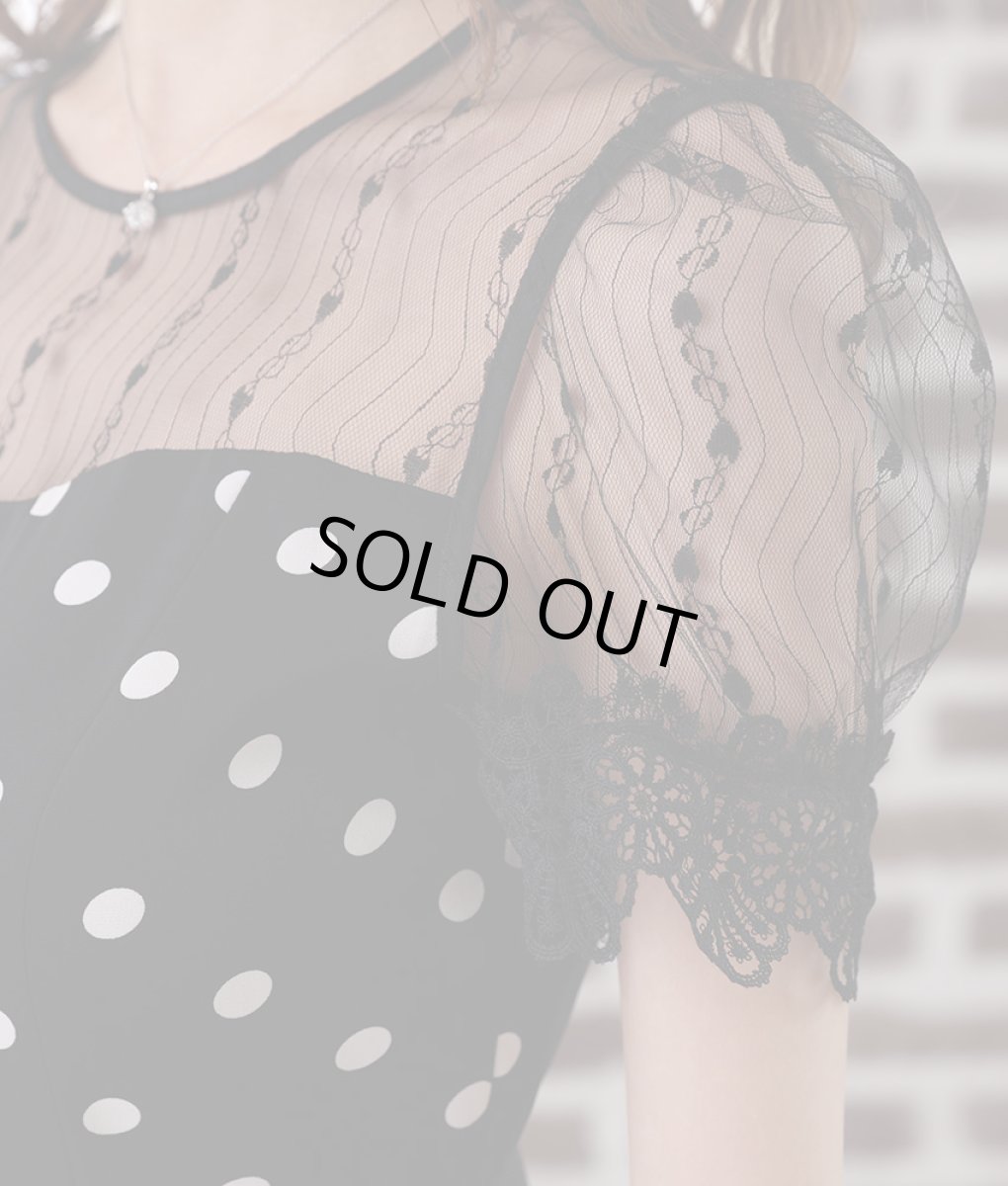 画像11: [ERUKEI]ドットプリント・半袖・デコルテレース・ペプラム・ミニドレス・ショートワンピース[関あいか・れお着用]《送料＆代引き手数料無料》 (11)