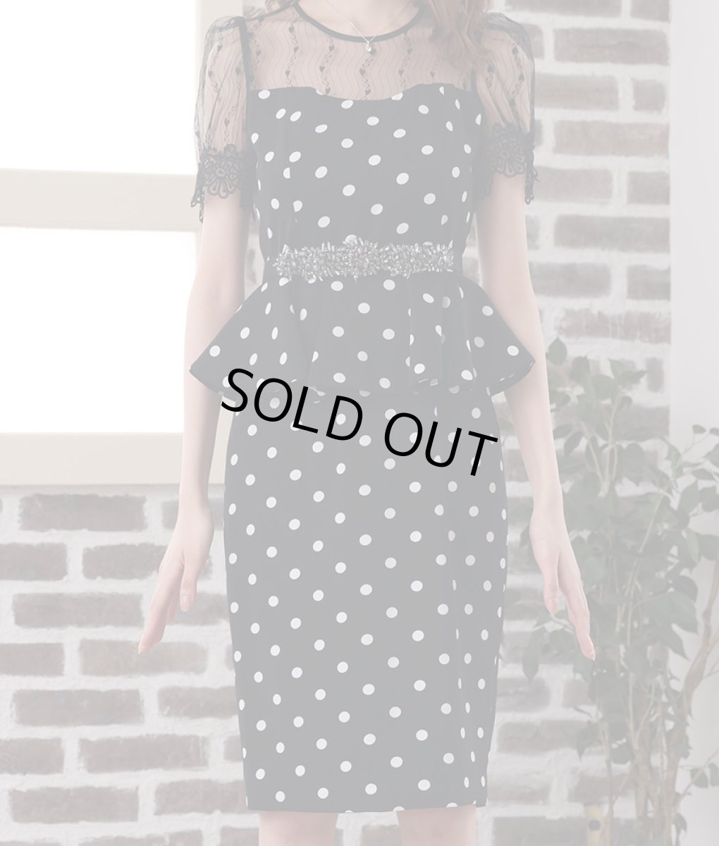 画像7: [ERUKEI]ドットプリント・半袖・デコルテレース・ペプラム・ミニドレス・ショートワンピース[関あいか・れお着用]《送料＆代引き手数料無料》 (7)