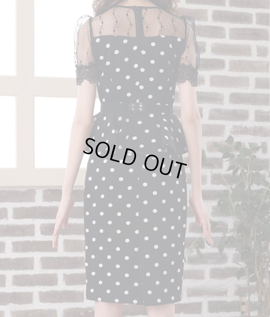 画像9: [ERUKEI]ドットプリント・半袖・デコルテレース・ペプラム・ミニドレス・ショートワンピース[関あいか・れお着用]《送料＆代引き手数料無料》 (9)