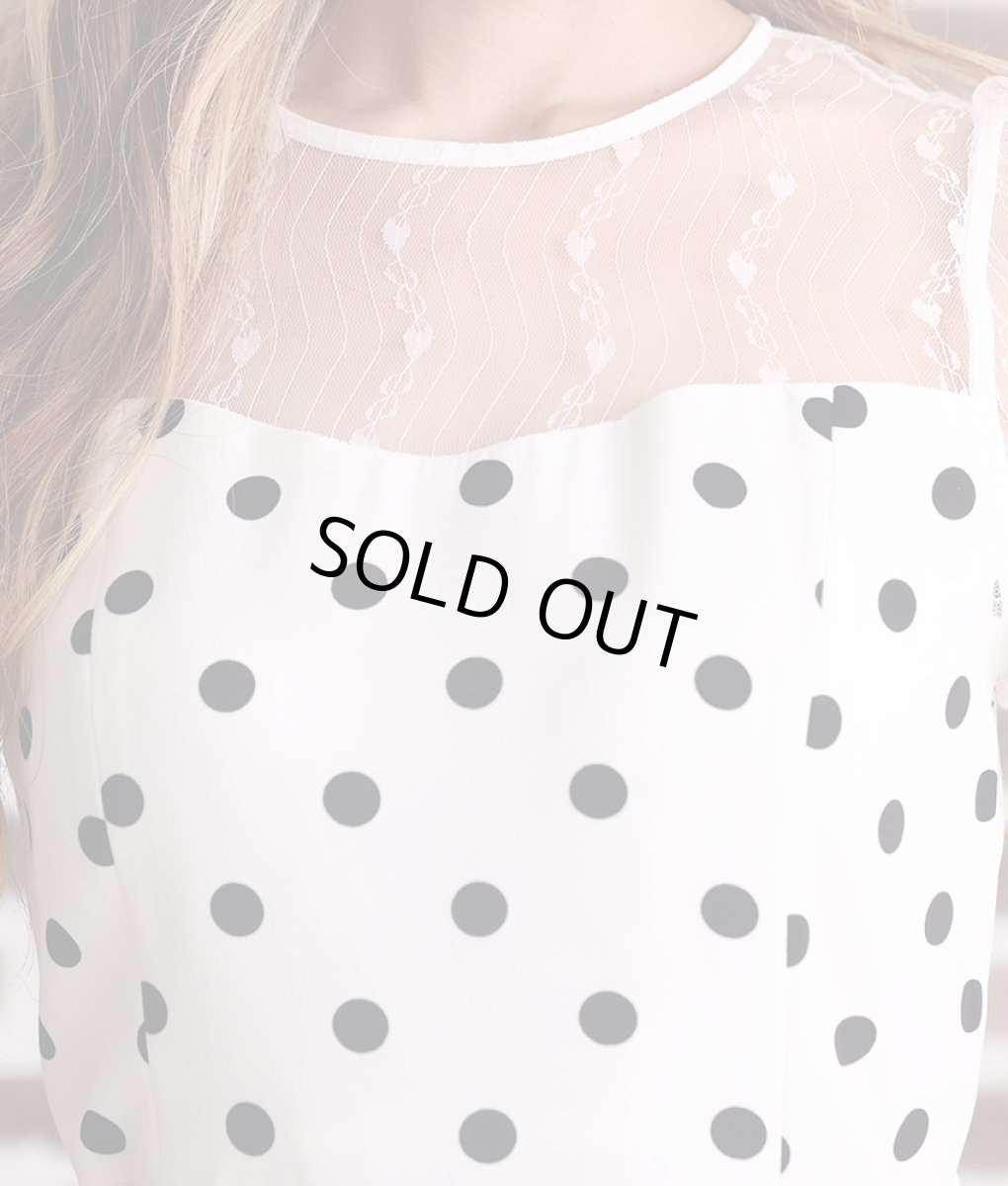 画像10: [ERUKEI]ドットプリント・半袖・デコルテレース・ペプラム・ミニドレス・ショートワンピース[関あいか・れお着用]《送料＆代引き手数料無料》 (10)