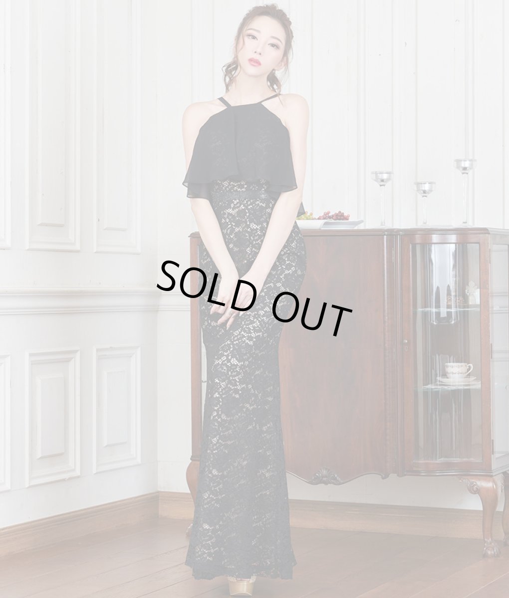 画像2: [SALE品のため返品不可＆再入荷なしの現品限り][ERUKEI]シンプル・ハイウエスト・レース×シフォン・Aライン・キャミソール・ロングドレス[黒木麗奈・山崎みどり着用]《送料＆代引き手数料無料》mybk (2)