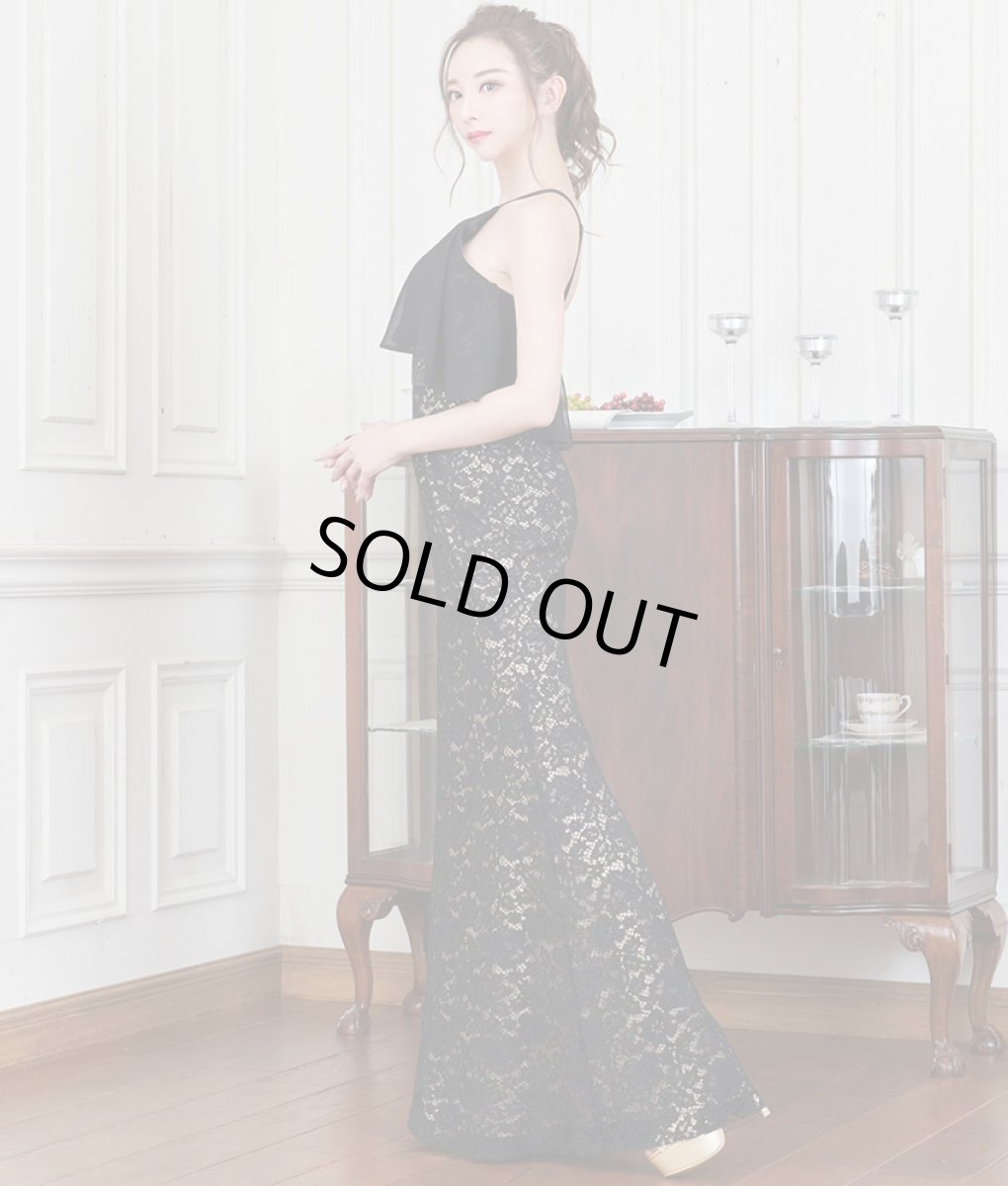 画像3: [SALE品のため返品不可＆再入荷なしの現品限り][ERUKEI]シンプル・ハイウエスト・レース×シフォン・Aライン・キャミソール・ロングドレス[黒木麗奈・山崎みどり着用]《送料＆代引き手数料無料》mybk (3)