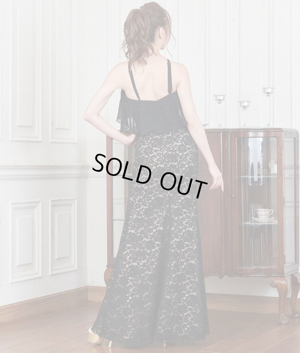 画像5: [SALE品のため返品不可＆再入荷なしの現品限り][ERUKEI]シンプル・ハイウエスト・レース×シフォン・Aライン・キャミソール・ロングドレス[黒木麗奈・山崎みどり着用]《送料＆代引き手数料無料》mybk (5)