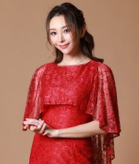 画像7: [ERUKEI]ケープ・総レース・エレガント・半袖・Aライン・ロングドレス[山崎みどり着用]《送料＆代引き手数料無料》mywhwr (7)