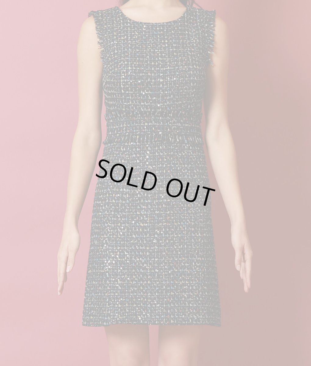 画像7: [ERUKEI]スパンコールMIX・ツイード・ポイントフリンジ・ノースリーブ・スリット・タイト・ミニドレス・ワンピース《送料＆代引き手数料無料》 [MIRIN着用] (7)