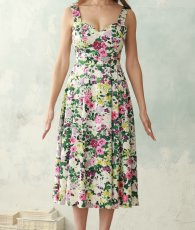 画像12: [ XS-Lサイズ / 1カラー][ERUKEI]プリント・花柄・コルセット・Aライン・ノースリーブ・ミディアムドレス・ワンピース[山崎みどり着用][送料無料] mypr (12)