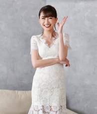 画像7: [ XS-Lサイズ / 2カラー][ERUKEI]ワンカラー・総レース・フリンジ・半袖・インナーミニ・タイト・マーメイド・ミディアムドレス・ワンピース[薗田杏奈着用[送料無料] (7)