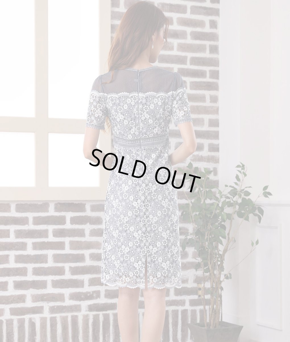 画像3: [SALE品のため返品不可＆再入荷なしの現品限り][ERUKEI]グレー・フラワーレース・半袖・シースルー・タイト・ミニドレス・ワンピース[れお着用]《送料＆代引き手数料無料》 (3)