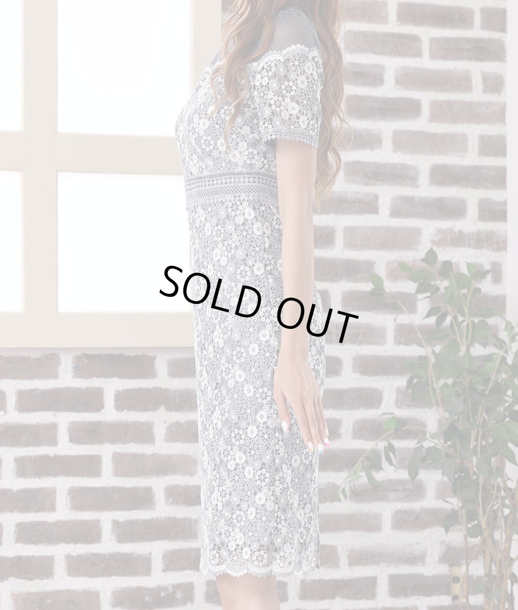 画像7: [SALE品のため返品不可＆再入荷なしの現品限り][ERUKEI]グレー・フラワーレース・半袖・シースルー・タイト・ミニドレス・ワンピース[れお着用]《送料＆代引き手数料無料》 (7)