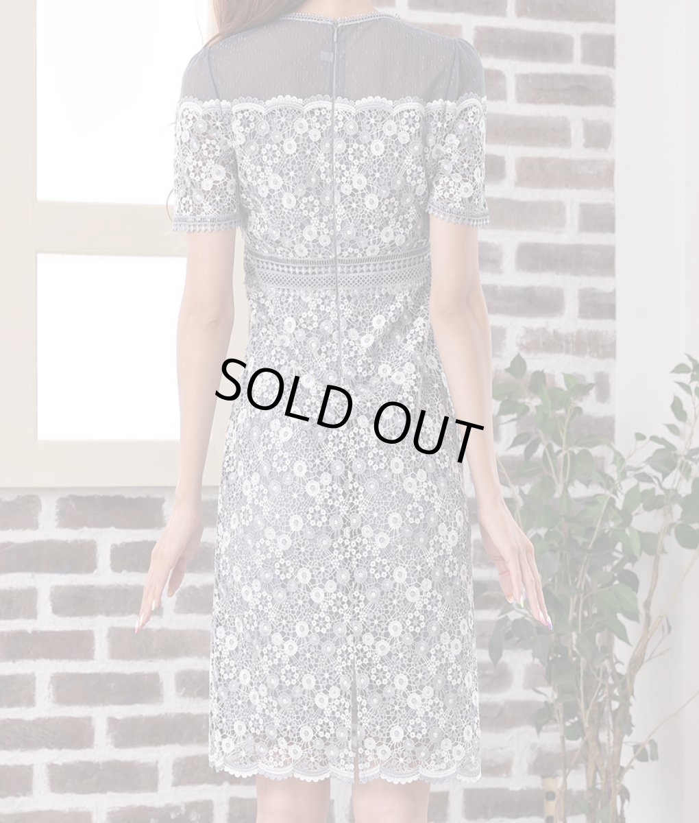 画像8: [SALE品のため返品不可＆再入荷なしの現品限り][ERUKEI]グレー・フラワーレース・半袖・シースルー・タイト・ミニドレス・ワンピース[れお着用]《送料＆代引き手数料無料》 (8)