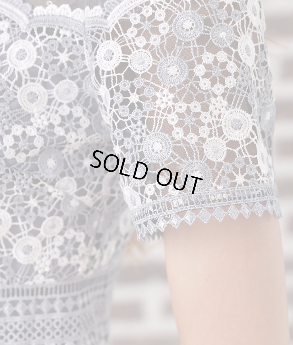 画像10: [SALE品のため返品不可＆再入荷なしの現品限り][ERUKEI]グレー・フラワーレース・半袖・シースルー・タイト・ミニドレス・ワンピース[れお着用]《送料＆代引き手数料無料》 (10)