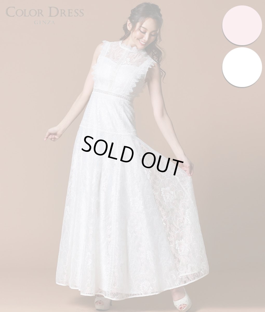 画像1: [ERUKEI]ノースリーブ・オーロラ×総レース・プリンセス・Aライン・ロングドレス[山崎みどり着用]《送料＆代引き手数料無料》 (1)