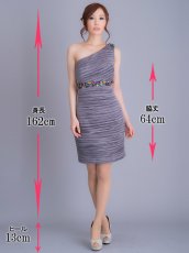 画像5: [SALE品のため返品不可＆再入荷なしの現品限り][Glitter][山崎みどり着用]シャーリング生地・ワンショルダー・カラフルビジュー・タイト・ミニドレス (5)