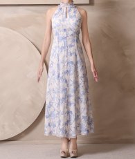 画像12: [ XS-Lサイズ / 1カラー][ERUKEI]ホルターネック・ハイネックフリル・花柄・Aライン・ロングドレス・ワンピース[山崎みどり着用][送料無料] mywhlu (12)