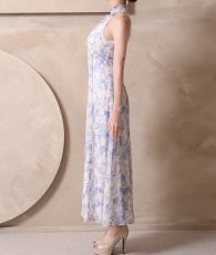画像13: [ XS-Lサイズ / 1カラー][ERUKEI]ホルターネック・ハイネックフリル・花柄・Aライン・ロングドレス・ワンピース[山崎みどり着用][送料無料] mywhlu (13)