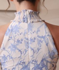 画像17: [ XS-Lサイズ / 1カラー][ERUKEI]ホルターネック・ハイネックフリル・花柄・Aライン・ロングドレス・ワンピース[山崎みどり着用][送料無料] mywhlu (17)