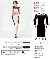 画像9: [ XS-Lサイズ / 1カラー][ERUKEI]バイカラー・半袖・レース・Vネック・ひざ丈・タイト・スリット・ミニドレス・ワンピース[薗田杏奈着用][送料無料] (9)