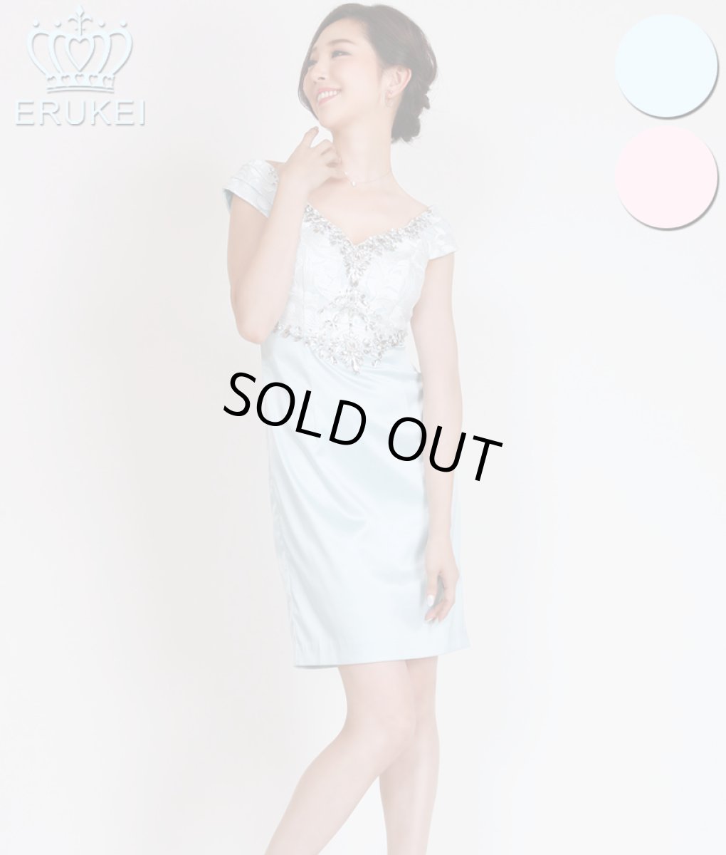 画像1: [SALE品のため返品不可＆再入荷なしの現品限り][Glitter][山崎みどり着用][姉ageha]サテン・パステル・フレンチスリーブ・ビジュー・ハイウエスト・ミニドレス・ワンピースmlu_ (1)