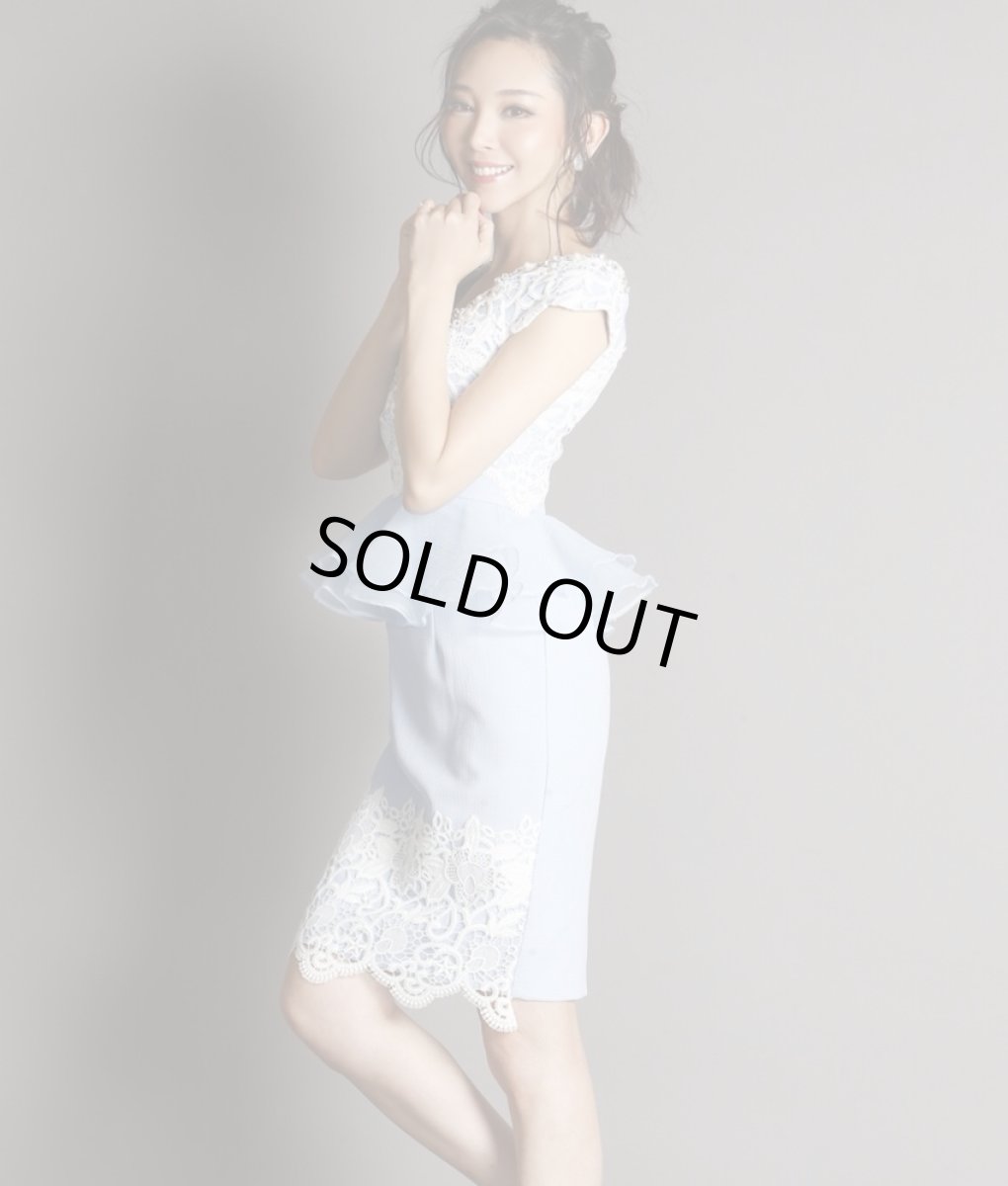 画像4: [SALE品のため返品不可＆再入荷なしの現品限り][Glitter][山崎みどり着用][姉ageha]オーガンジーペプラム・フレンチスリーブ・ケミカルレース・ミニドレスmall_ (4)