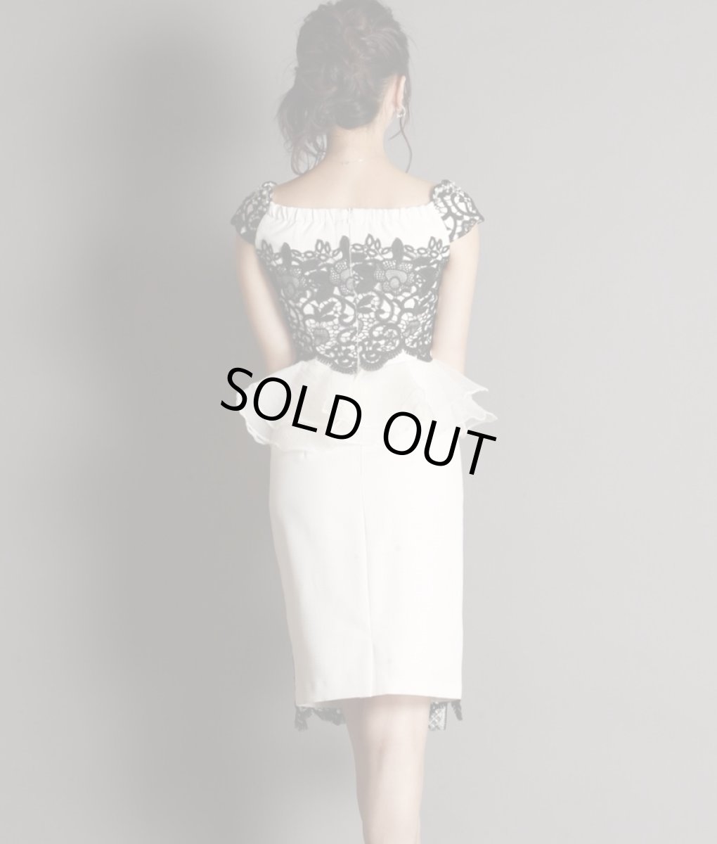 画像5: [SALE品のため返品不可＆再入荷なしの現品限り][Glitter][山崎みどり着用][姉ageha]オーガンジーペプラム・フレンチスリーブ・ケミカルレース・ミニドレスmall_ (5)