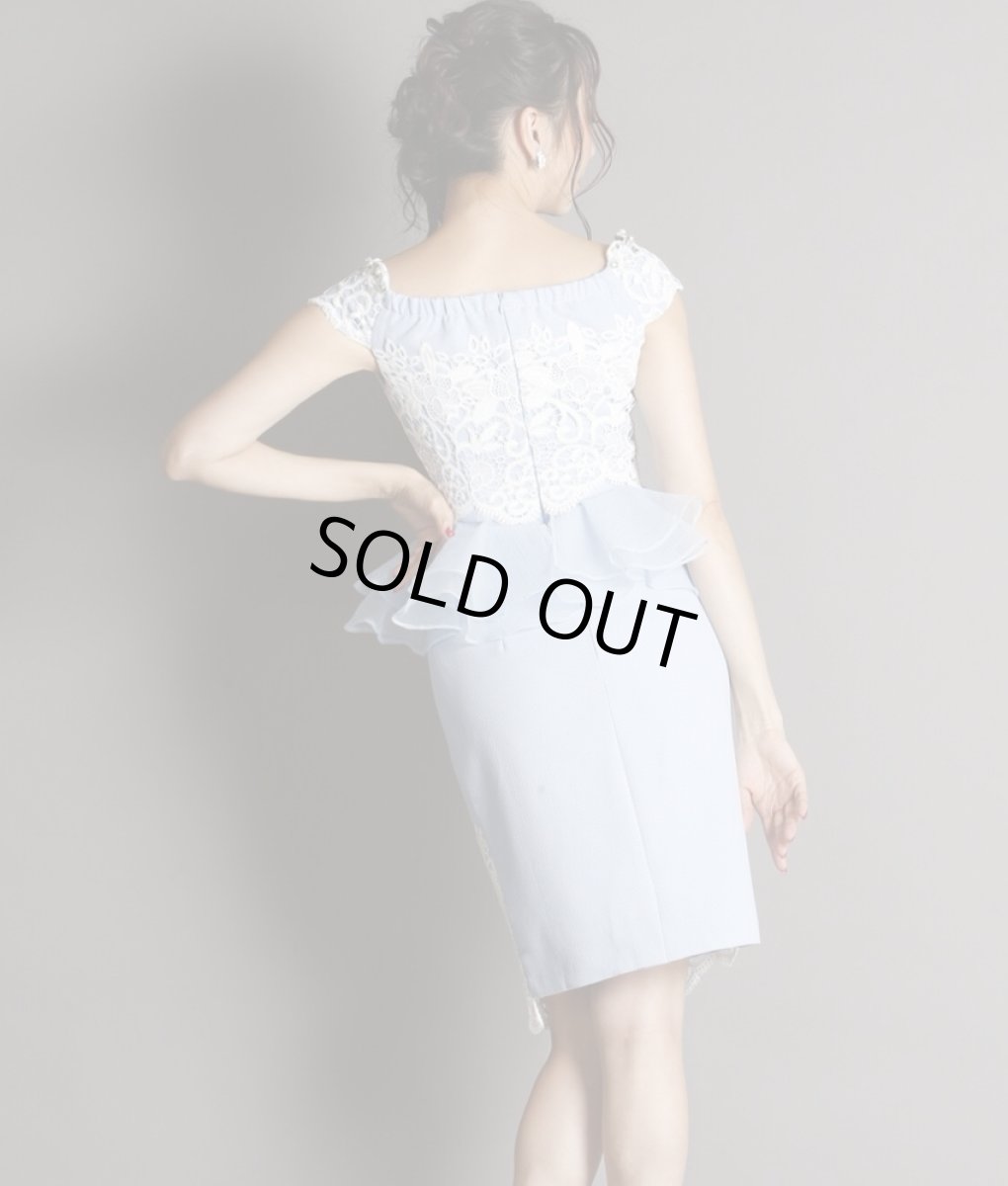 画像6: [SALE品のため返品不可＆再入荷なしの現品限り][Glitter][山崎みどり着用][姉ageha]オーガンジーペプラム・フレンチスリーブ・ケミカルレース・ミニドレスmall_ (6)