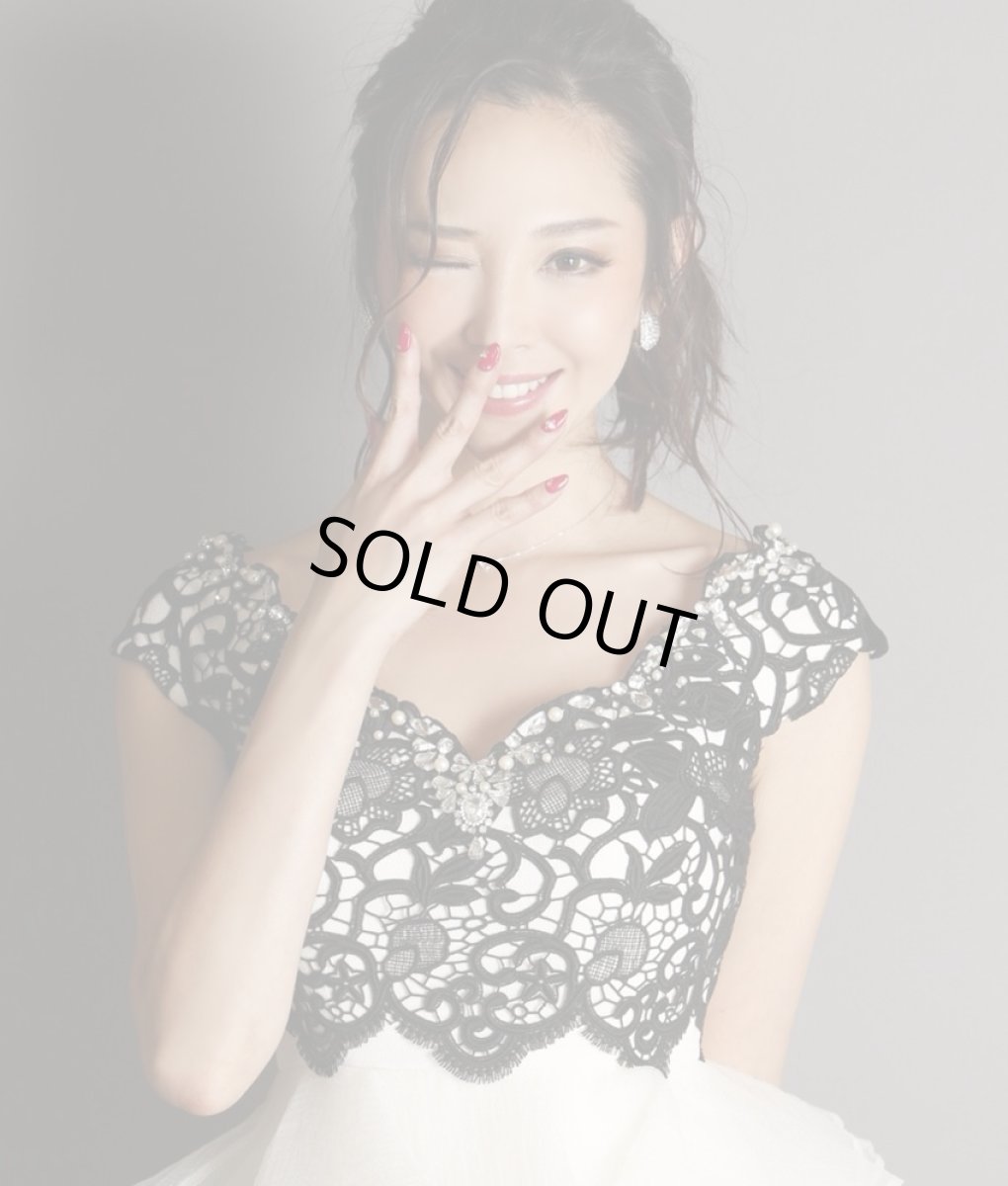 画像8: [SALE品のため返品不可＆再入荷なしの現品限り][Glitter][山崎みどり着用][姉ageha]オーガンジーペプラム・フレンチスリーブ・ケミカルレース・ミニドレスmall_ (8)