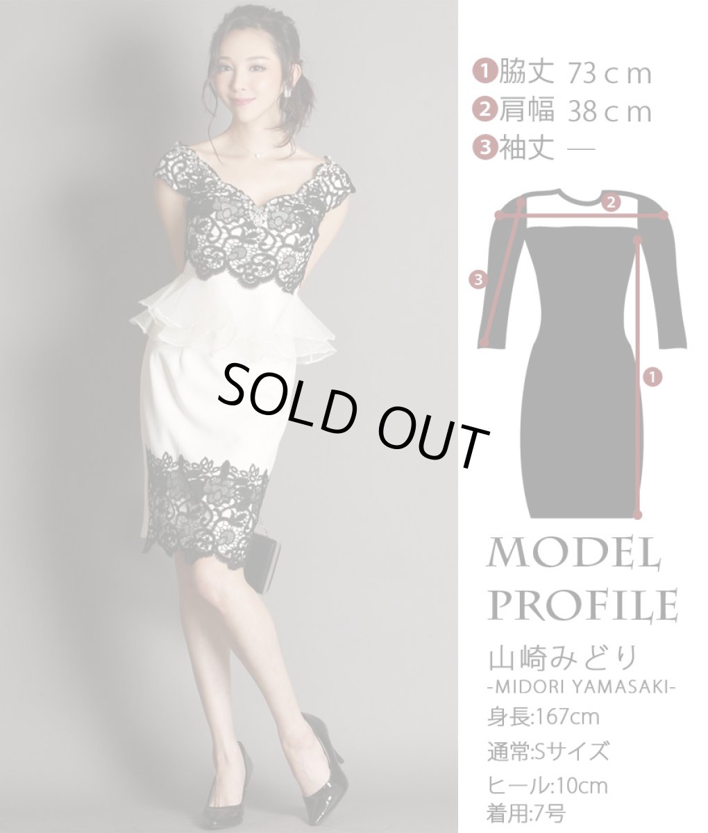 画像9: [SALE品のため返品不可＆再入荷なしの現品限り][Glitter][山崎みどり着用][姉ageha]オーガンジーペプラム・フレンチスリーブ・ケミカルレース・ミニドレスmall_ (9)