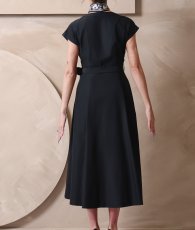 画像14: [ XS-Lサイズ / 1カラー][ERUKEI]シンプル・フレンチスリーブ・スカーフ・ポケット・Aライン・フレア・ミディアムドレス・ワンピース[山崎みどり着用][送料無料]mybk (14)